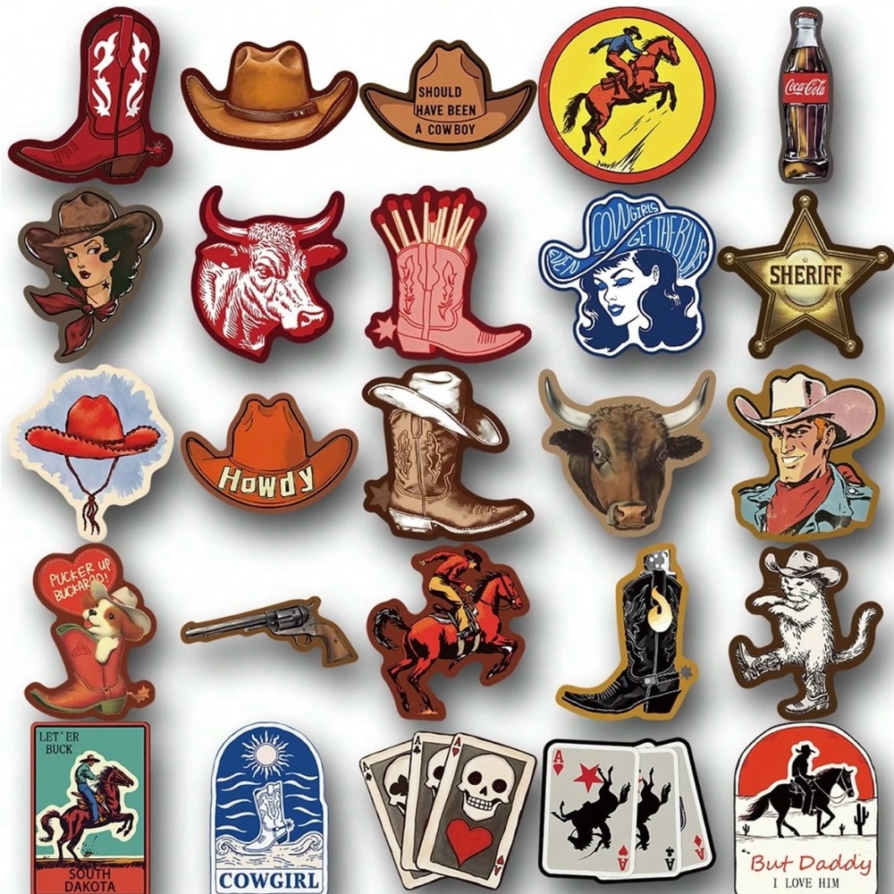 50 Western Cowgirl Stickers Cowboy Rodeo Horses Bull Boot Hat Sheriff - Picture 4 of 11